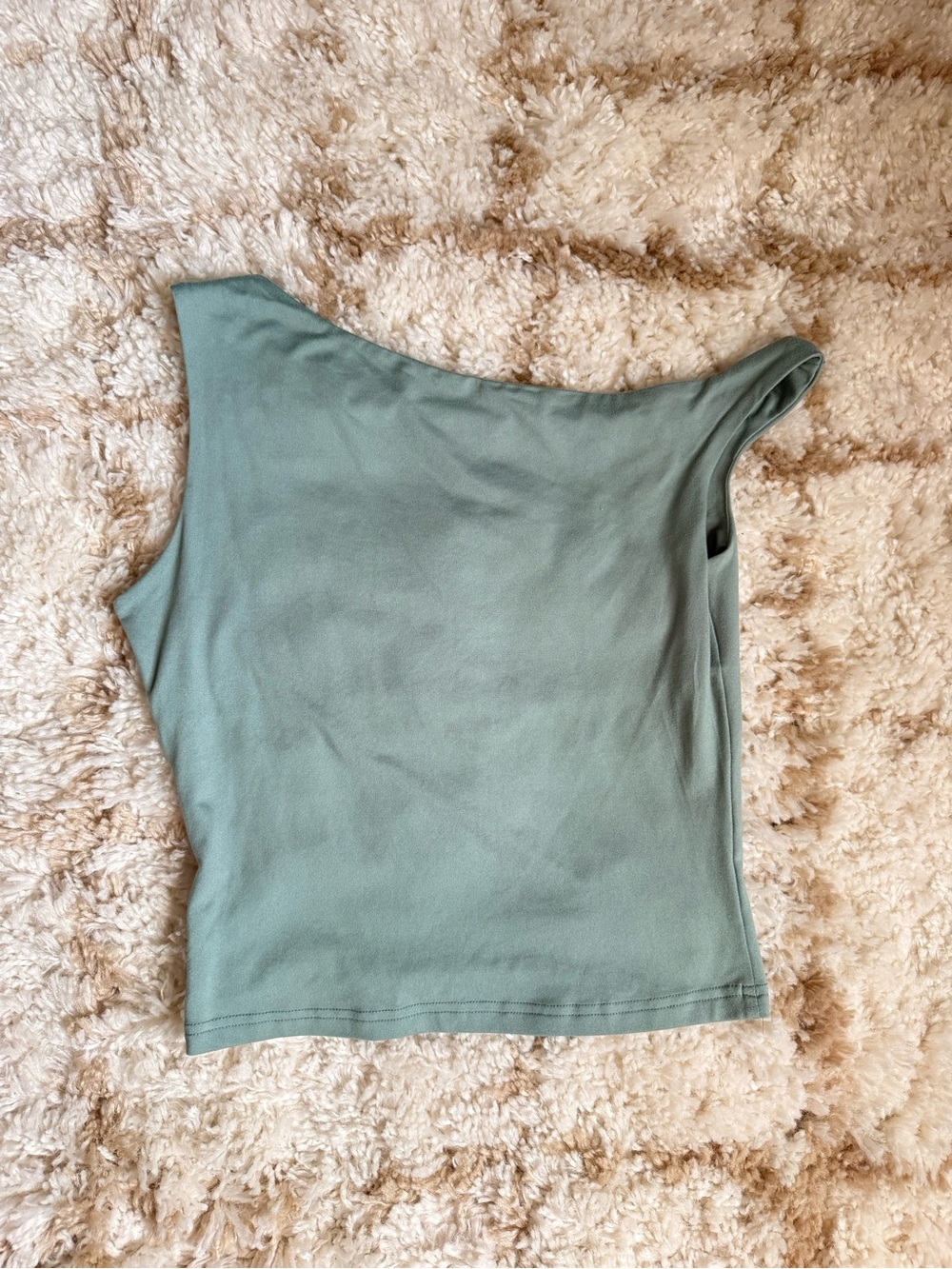 Asymmetric off-Shoulder Tank Top in Sage Green